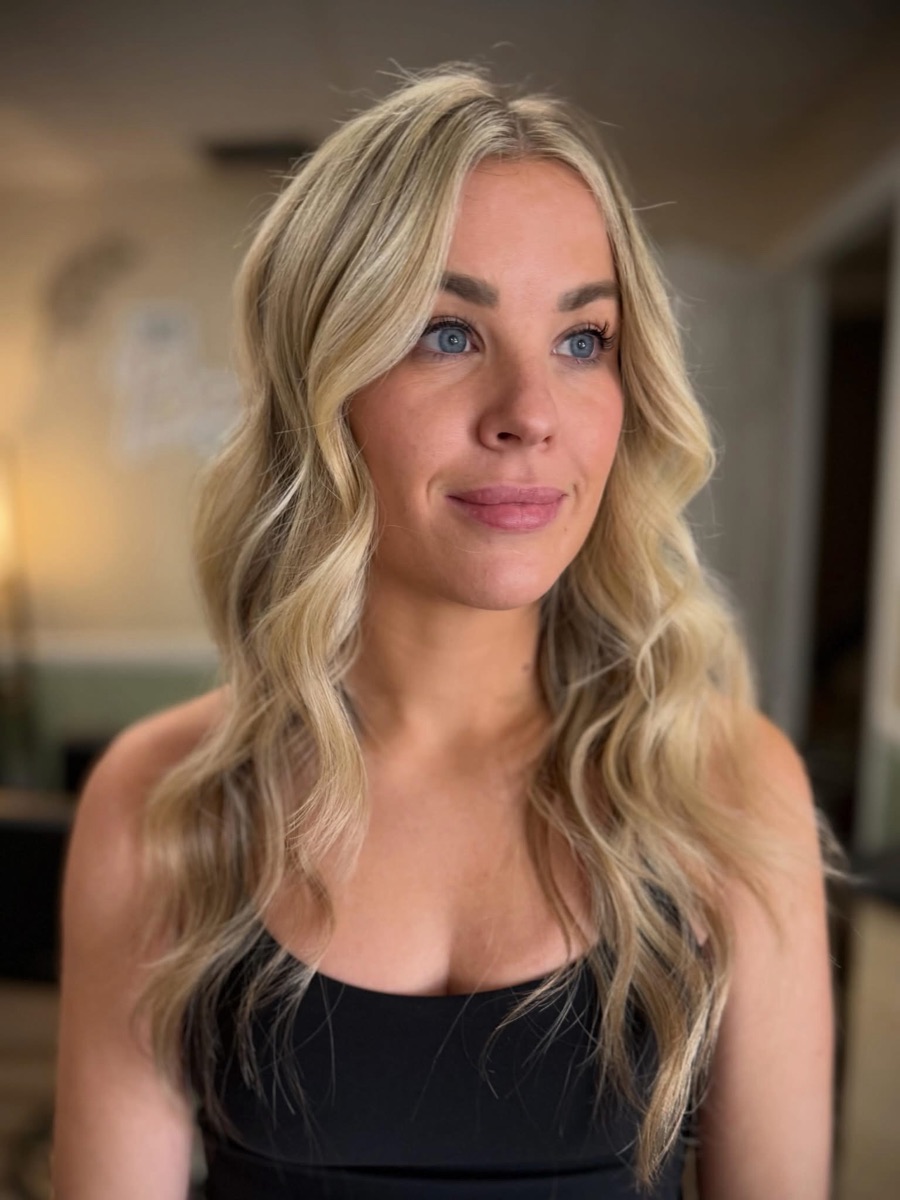 Blonde balayage with soft curls